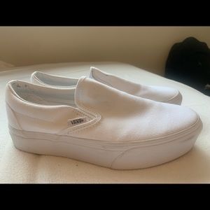 White Slip on Vans with Platform